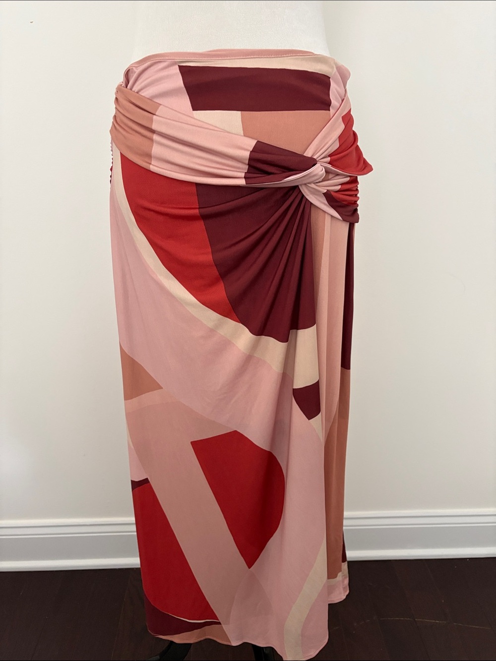 ba&sh Mely Printed Twist Frobt Midi Skirt